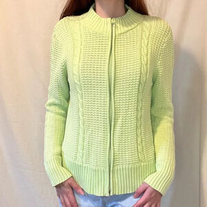 Green/Yellow Knit Zip  Up
